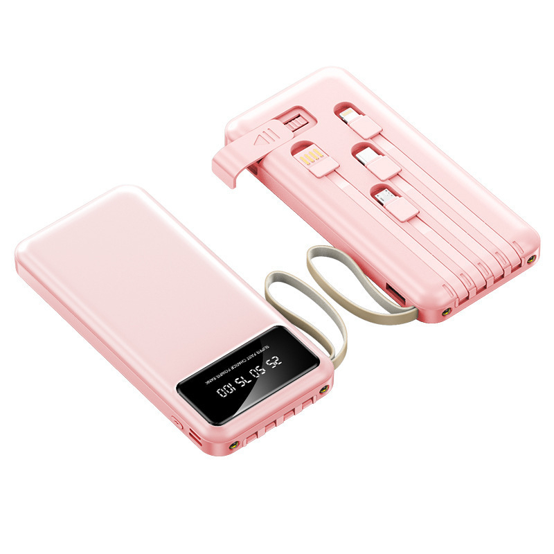Power bank 20000 mAh с вграден кабел, ултра тънък и преносим, персонализиран подарък