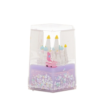 Clepsidră lichidă în formă de castel creativ, cu iluminare, design hexagonal în formă de picătură de ulei, jucărie muzicală pentru copii, decor de birou