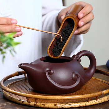 Ceainic Yixing din lut purpuriu, realizare manuală, design Longying, capacitate 420 ml