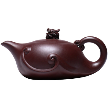 Ceainic Yixing din lut purpuriu, realizare manuală, design Longying, capacitate 420 ml