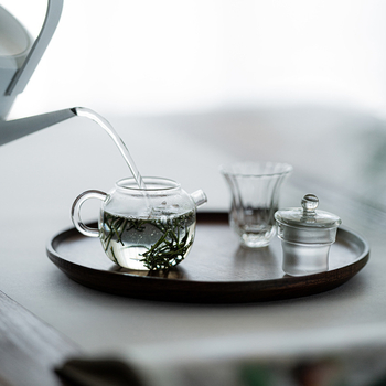 Ceainic mic din sticlă cu filtru, rezistent la căldură, borosilicat, pentru casă și birou, verde