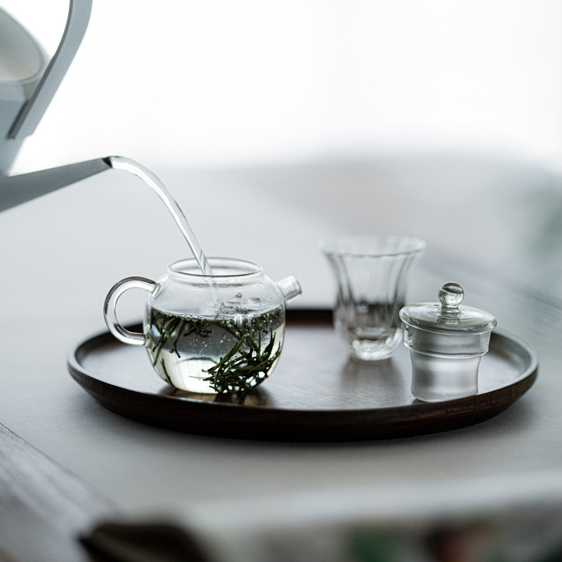 Ceainic mic din sticlă cu filtru, rezistent la căldură, borosilicat, pentru casă și birou, verde