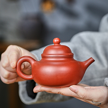 Ceainic Yixing din lut purpuriu, stil Dahongpao Guangsu, pictat manual, cutie cadou