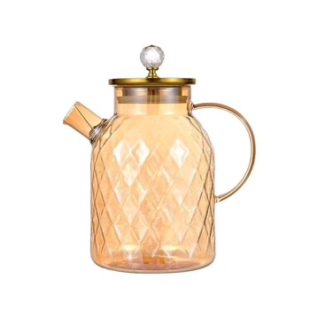 Carafă de apă rece din sticlă borosilicată, capacitate mare, ideală pentru sucuri, băuturi reci și ceai, design Amber Diamond