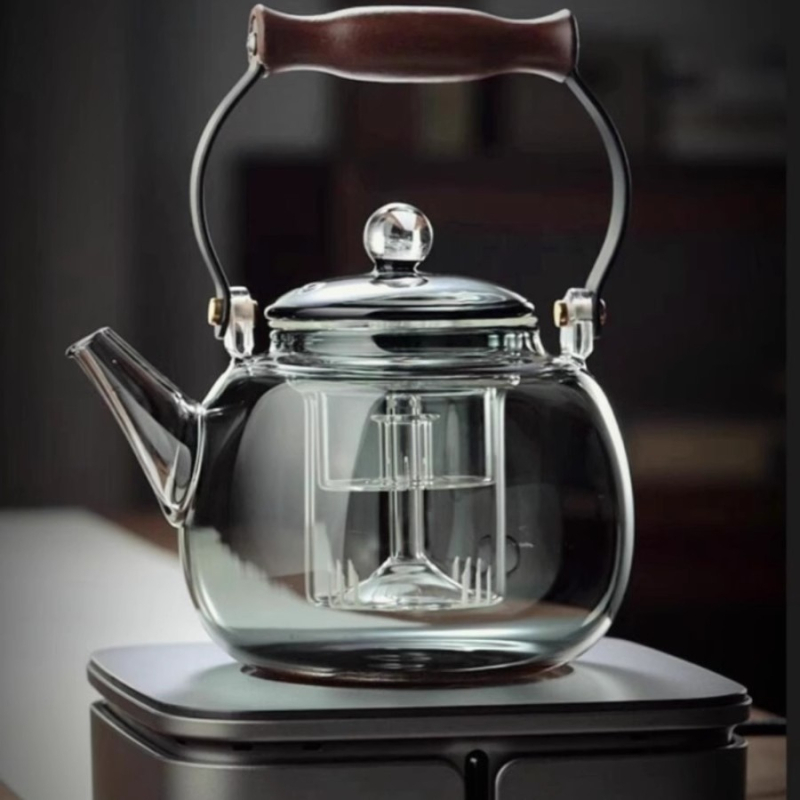 Ceainic din sticlă borosilicat de înaltă rezistență, pentru uz casnic, cu mâner rezistent la căldură, pentru infuzarea ceaiului