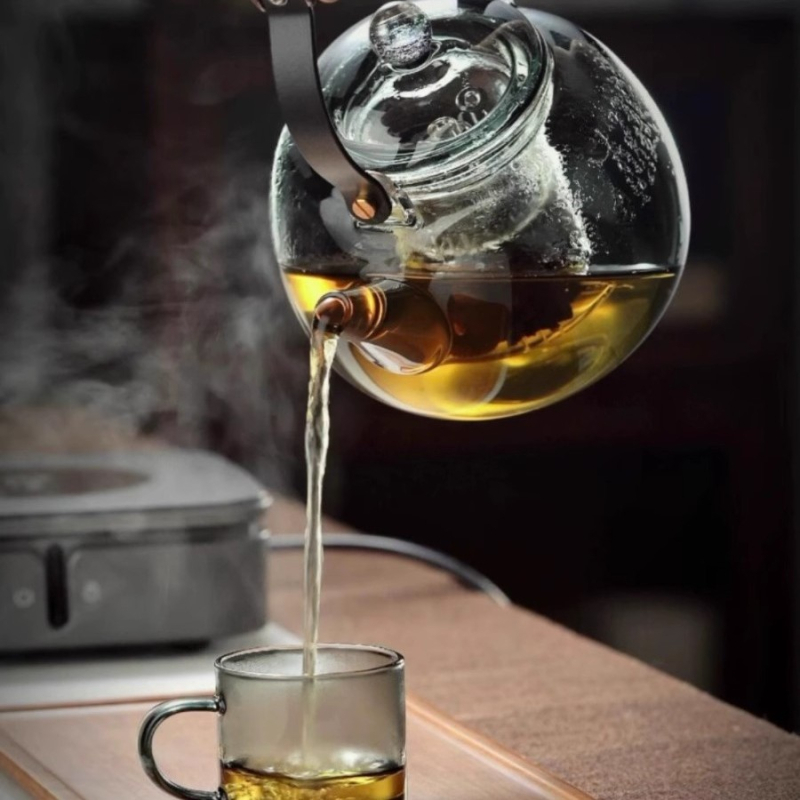 Ceainic din sticlă borosilicat de înaltă rezistență, pentru uz casnic, cu mâner rezistent la căldură, pentru infuzarea ceaiului