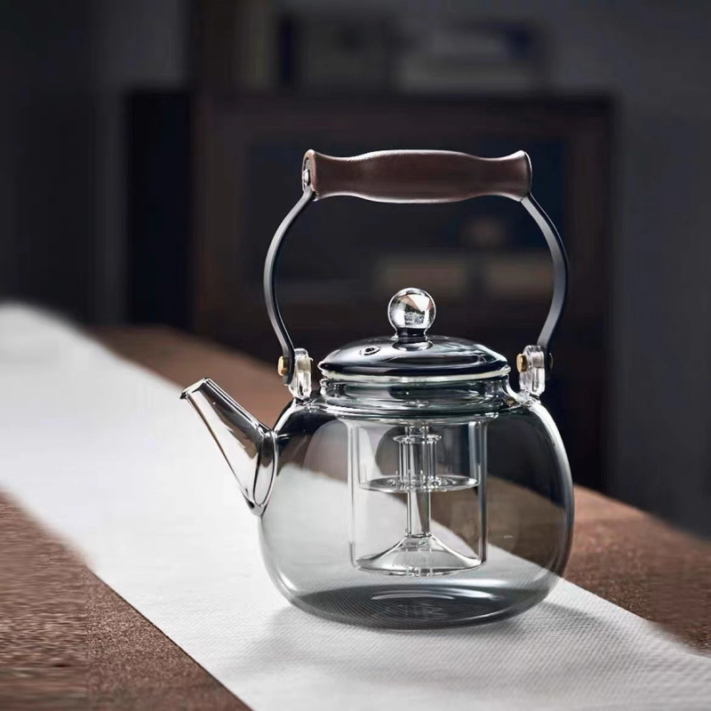 Ceainic din sticlă borosilicat de înaltă rezistență, pentru uz casnic, cu mâner rezistent la căldură, pentru infuzarea ceaiului