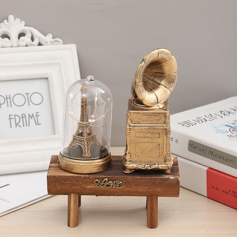 Suport pentru pix în stil european retro, din lemn, cu clepsidră și lampă în formă de stea, ornament decorativ, cadou pentru elevi, finisaj auriu retro