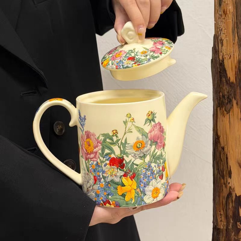 Ceainic ceramic de înaltă calitate, capacitate mare 900 ml, set de ceai 2025, cadou pentru casa nouă