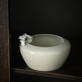 Ceașcă ceramică pentru spălarea ceaiului, cu un mic borcan pentru zațuri de ceai, stil japonez retro