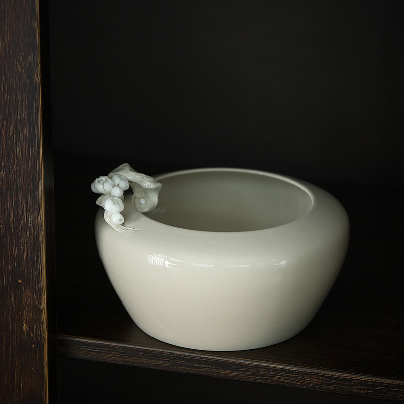 Ceașcă ceramică pentru spălarea ceaiului, cu un mic borcan pentru zațuri de ceai, stil japonez retro