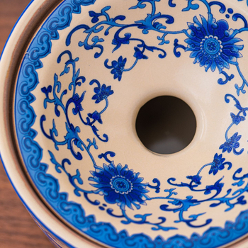 Accesorii ceramice pentru ceai în stil Ru Kiln, model albastru-alb cu lotus și viță, recipient pentru resturi de ceai, ceainic, curățător de căni, accesorii pentru setul de ceai de casă