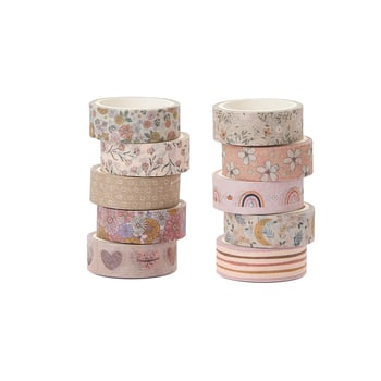 Bandă Washi Boho - 20 roluri, 15 mm x 5 m, hârtie japoneză pentru jurnal decorativ