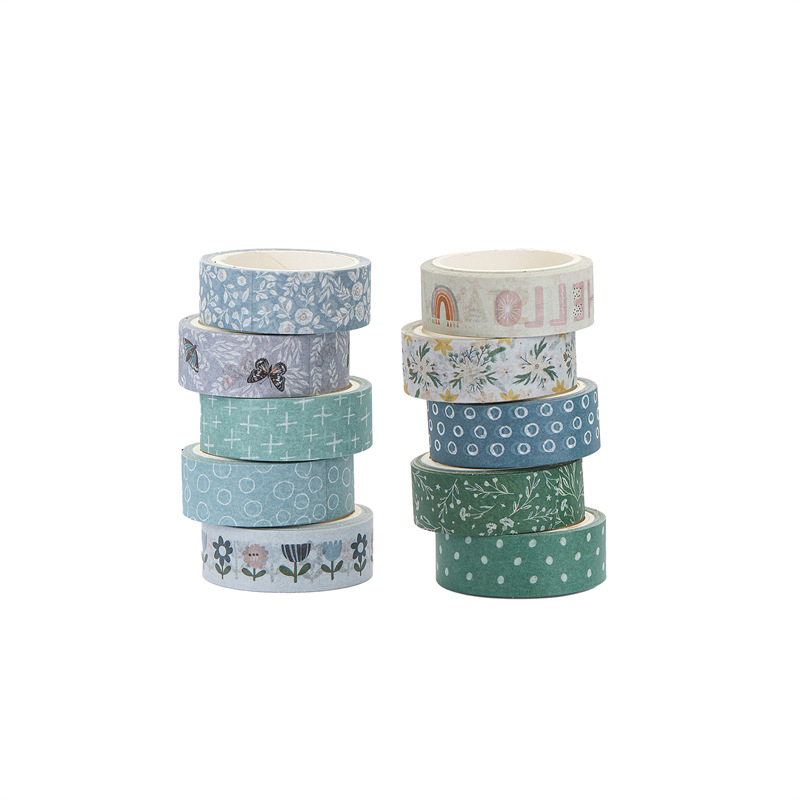 Bandă Washi Boho - 20 roluri, 15 mm x 5 m, hârtie japoneză pentru jurnal decorativ