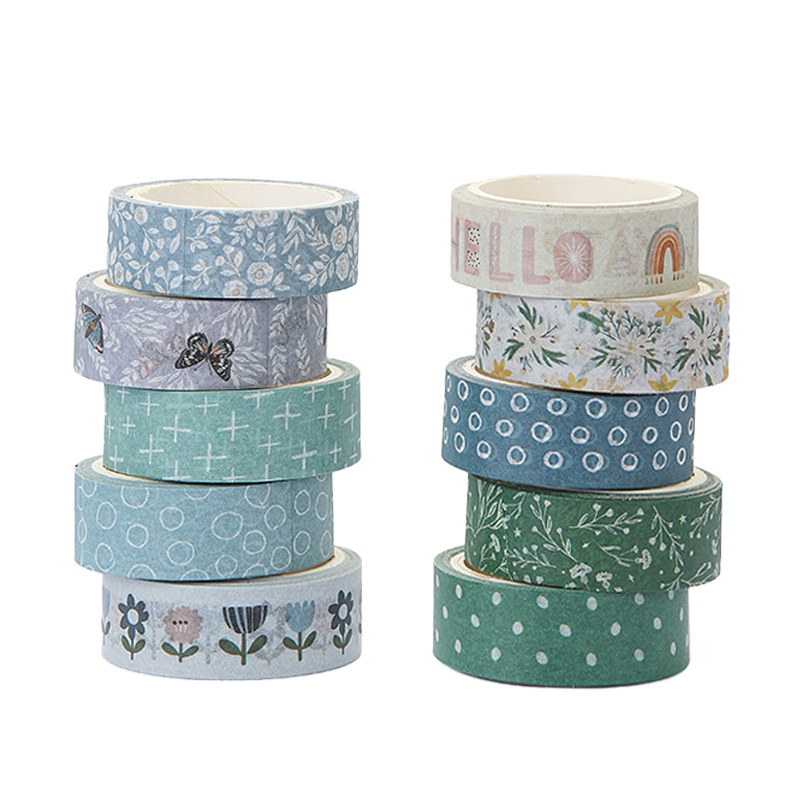 Bandă Washi Boho - 20 roluri, 15 mm x 5 m, hârtie japoneză pentru jurnal decorativ