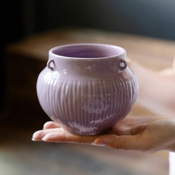Vas ceramic pentru resturi de ceai, în stil nou chinezesc, cu dungi purpurii, capacitate mare, vas de spălat ceai și accesorii pentru ceremonia ceaiului