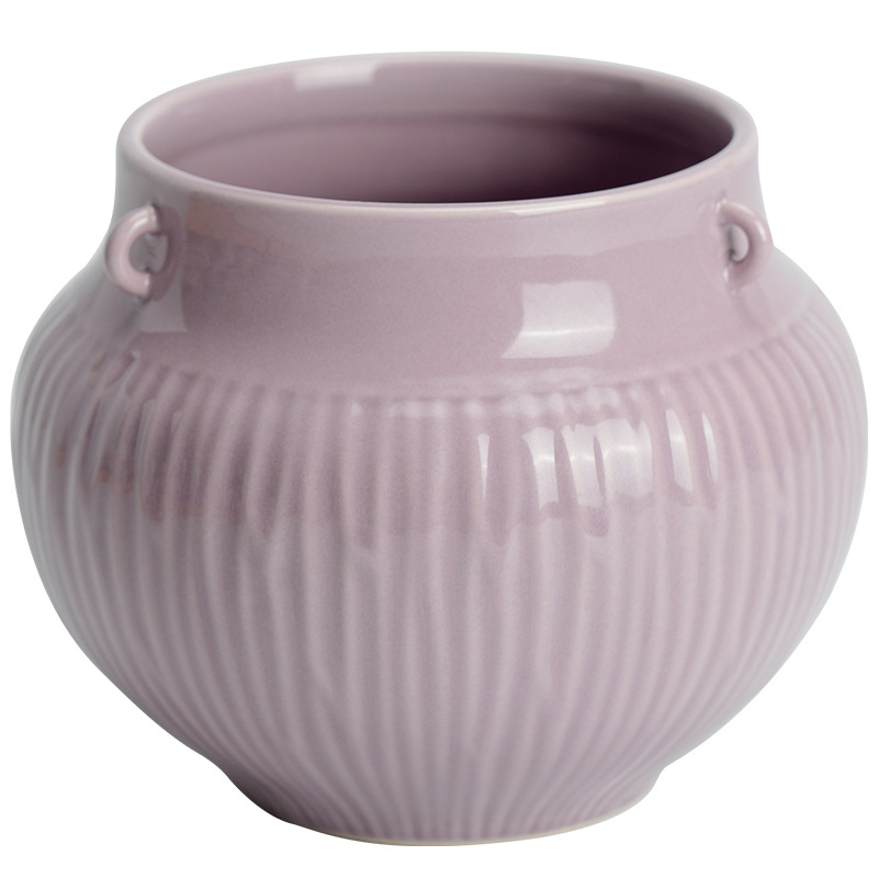 Vas ceramic pentru resturi de ceai, în stil nou chinezesc, cu dungi purpurii, capacitate mare, vas de spălat ceai și accesorii pentru ceremonia ceaiului