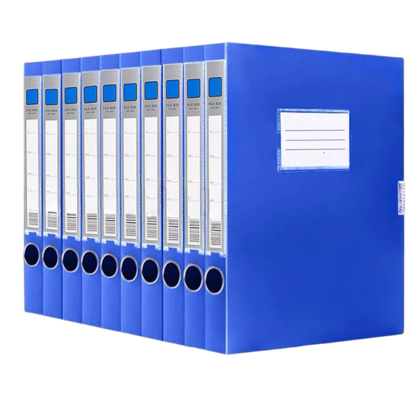 Cutie albastră din plastic pentru documente și arhive de birou, cutie de depozitare, personalizabilă