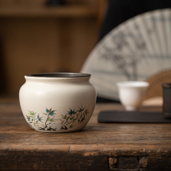 Vas ceramic pentru spălarea ceaiului și recipient pentru resturi de ceai – stil chinezesc, accesoriu pentru casă