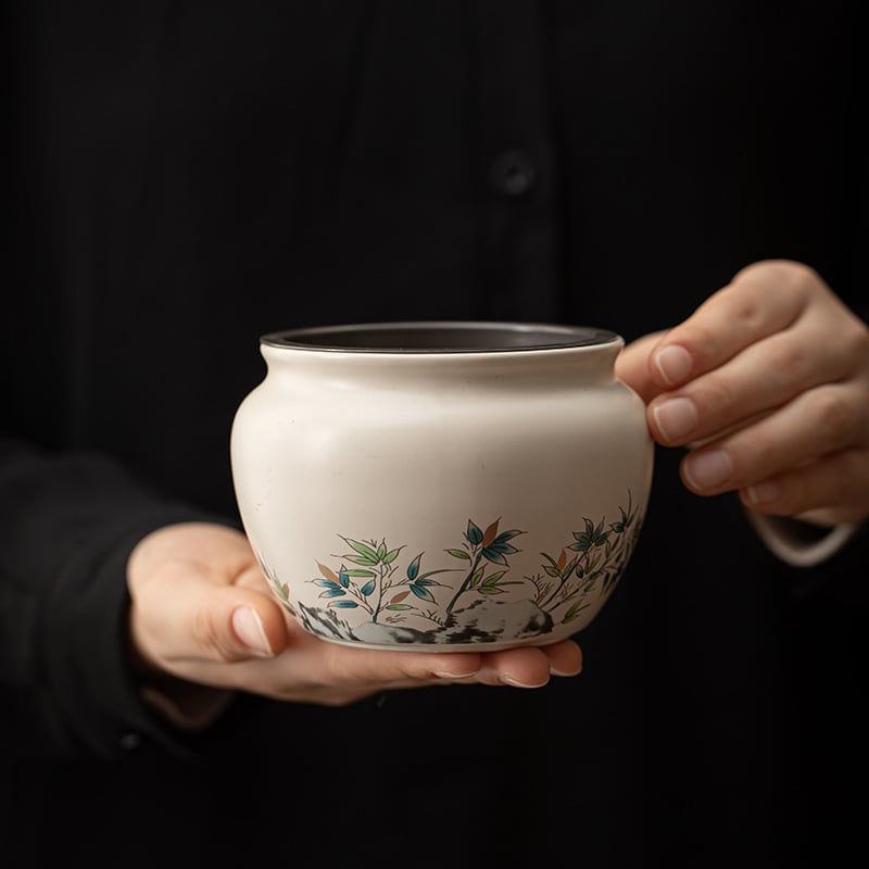 Vas ceramic pentru spălarea ceaiului și recipient pentru resturi de ceai – stil chinezesc, accesoriu pentru casă