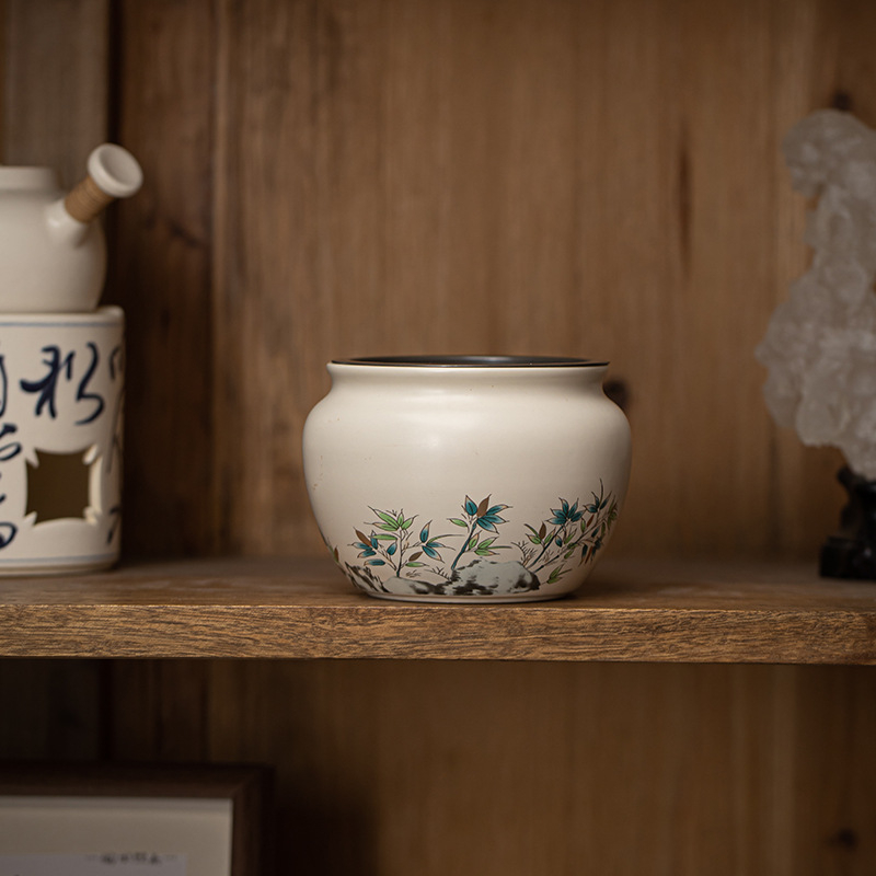 Vas ceramic pentru spălarea ceaiului și recipient pentru resturi de ceai – stil chinezesc, accesoriu pentru casă