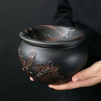 Recipient din ceramică purpurie pentru filtrarea resturilor de ceai, uz casnic
