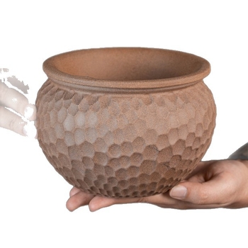 Recipient retro din ceramică rustică pentru resturi de ceai, cu bazin de apă, filtrare și separare uscat–umed, design cu două straturi