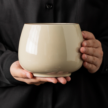 Accesoriu ceramic pentru ceremonia ceaiului Ru kiln – design simplu retro, vas de spălat ceai și recipient pentru zaț Gongfu