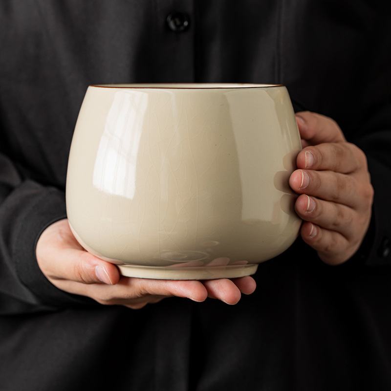 Accesoriu ceramic pentru ceremonia ceaiului Ru kiln – design simplu retro, vas de spălat ceai și recipient pentru zaț Gongfu