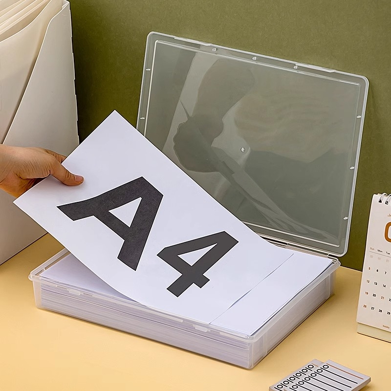 Cutie de depozitare din plastic transparent pentru birou, organizator dreptunghiular de birou pentru documente și certificate