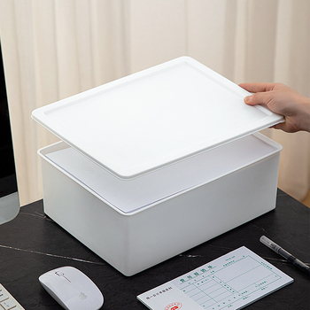 Cutie de depozitare A4 cu capac, PP transparent, organizator birou, 8 L