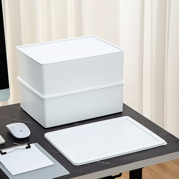 Cutie de depozitare A4 cu capac, PP transparent, organizator birou, 8 L