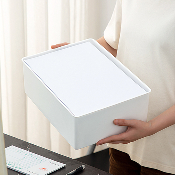 Cutie de depozitare A4 cu capac, PP transparent, organizator birou, 8 L