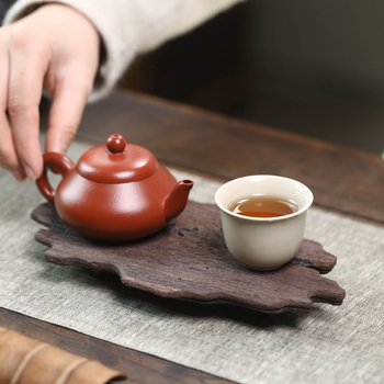 Suport pentru ceai Yixing din lut purpuriu cu textură lemnoasă – decor Tea Pet, suport mic pentru ceainic și farfurioară de ceai