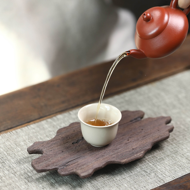 Suport pentru ceai Yixing din lut purpuriu cu textură lemnoasă – decor Tea Pet, suport mic pentru ceainic și farfurioară de ceai