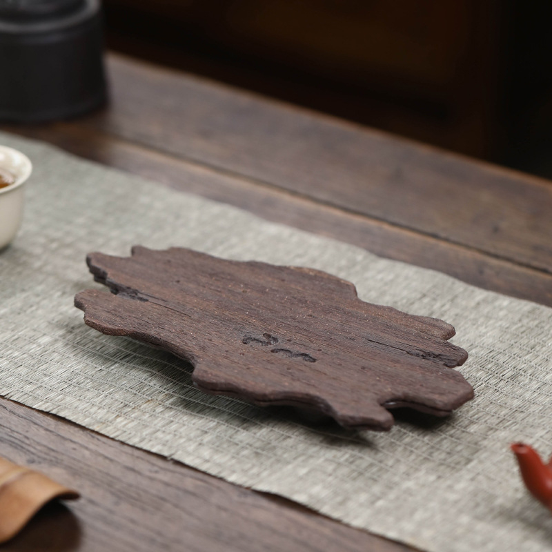 Suport pentru ceai Yixing din lut purpuriu cu textură lemnoasă – decor Tea Pet, suport mic pentru ceainic și farfurioară de ceai