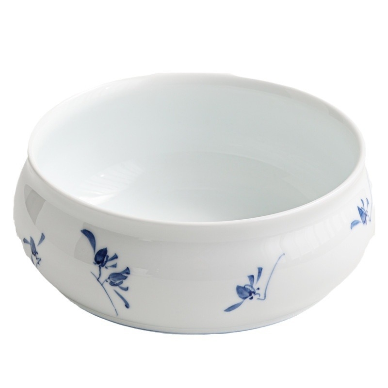 Set ceramic de ceai cu glazură sub-glazură, motiv Phalaenopsis, recipient pentru resturi de ceai și vas de clătire a ceaiului