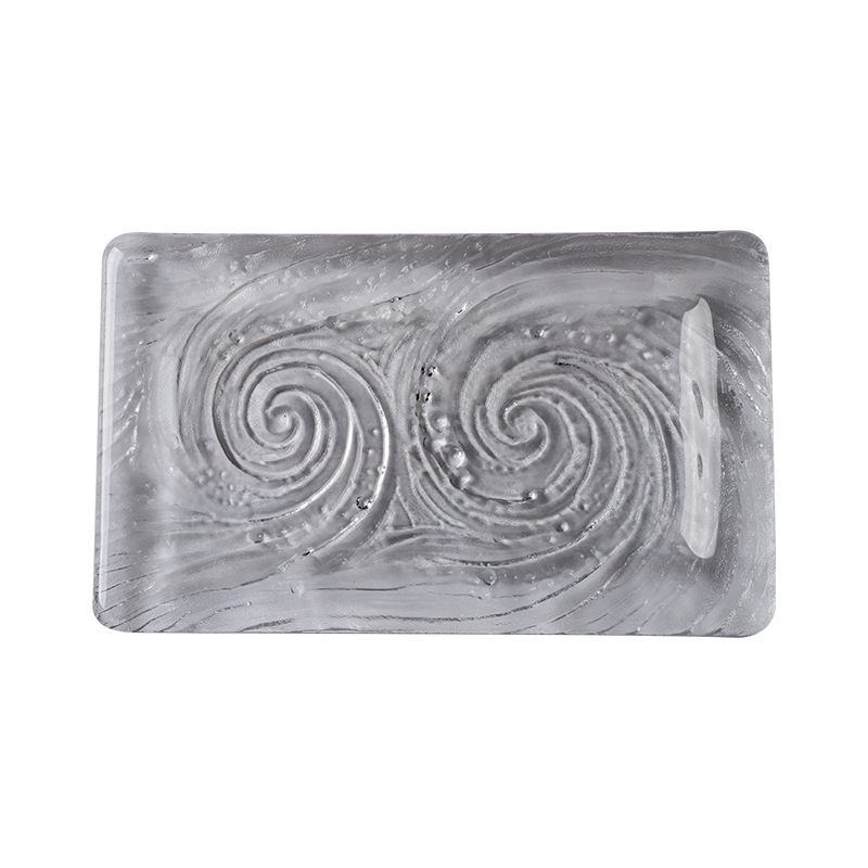 Set de tavă pentru ceai din cristal – platou dreptunghiular pentru fructe cu motiv cer stele și suport pentru ceainic