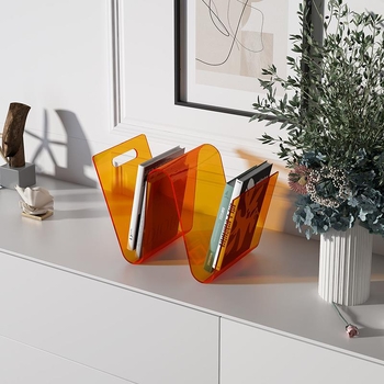 Raft acrilic pentru birou, în stil Nordic, cu suport pentru reviste în formă de W, compact