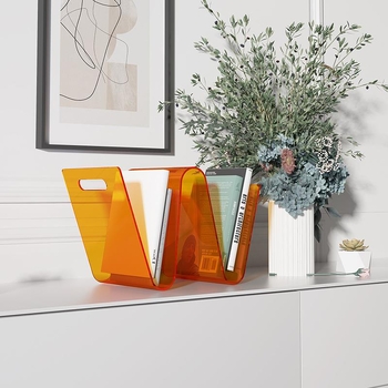 Raft acrilic pentru birou, în stil Nordic, cu suport pentru reviste în formă de W, compact