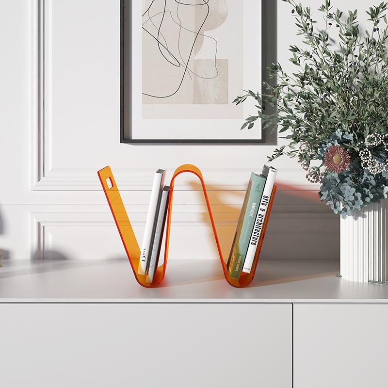 Raft acrilic pentru birou, în stil Nordic, cu suport pentru reviste în formă de W, compact