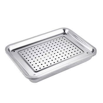 Tavă perforată din oțel inoxidabil pentru ceai, farfurie de servire pentru uz casnic și comercial, drenaj apă și ulei, tavă de copt.
