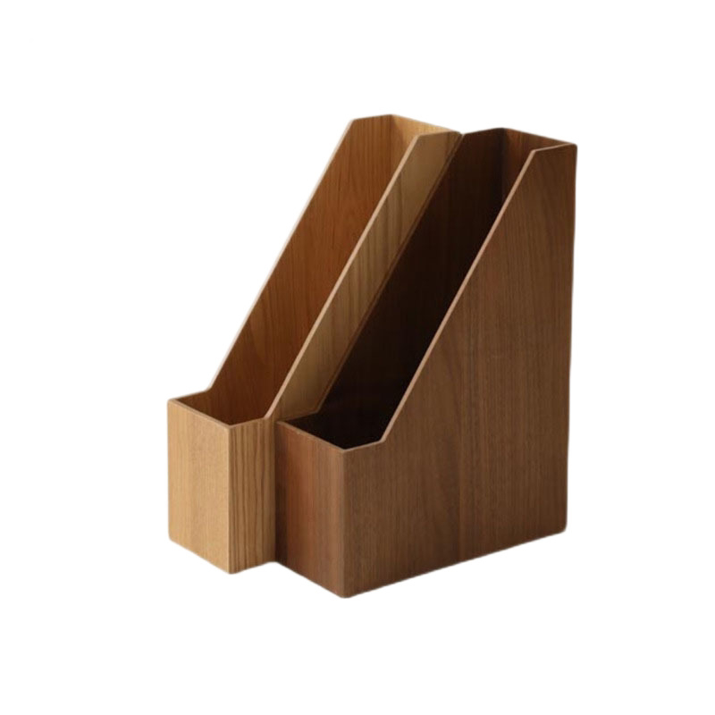Organizator de birou din lemn de nuc, pentru documente, cărți și ziare, design minimalist