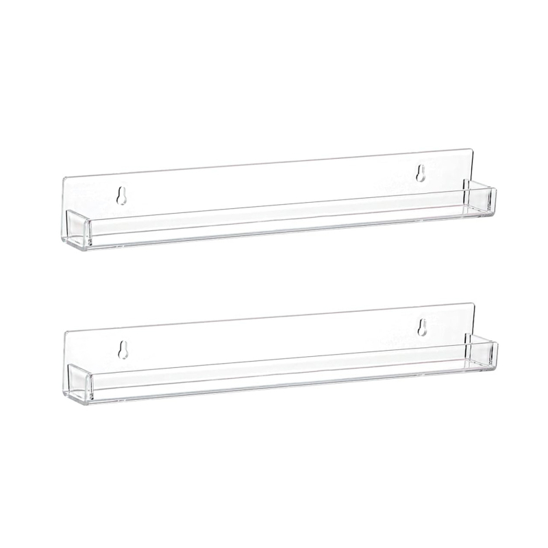 Raft transparent din acril pentru perete, cu 6 etaje, pentru lacuri de unghii, reviste și cărți.