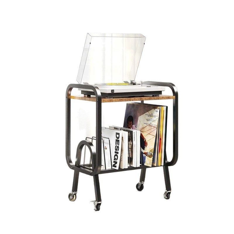 DL Raft de depozitare pentru reviste și CD cu roți, bibliotecă și masă de cafea – stil etnic