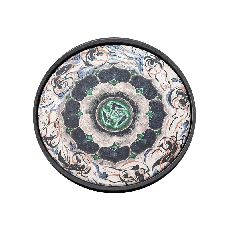 Set de ceai inspirat din frescele Dunhuang cu trei iepuri cu urechi și lotus, tavă ceramică pentru ceai și suport absorbant pentru apă pentru ceainic
