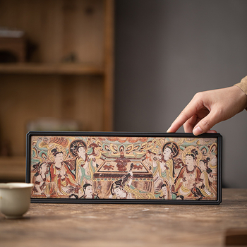 Tăviță de ceai în stil Dunhuang pentru Gongfu, compactă, lux pentru casă sau birou, cu absorbție de apă