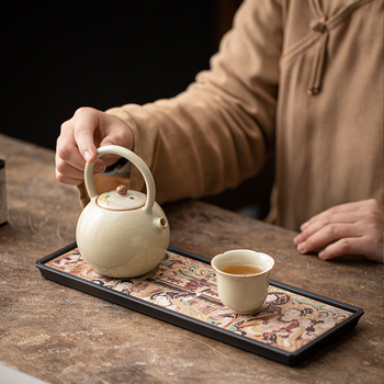 Tăviță de ceai în stil Dunhuang pentru Gongfu, compactă, lux pentru casă sau birou, cu absorbție de apă