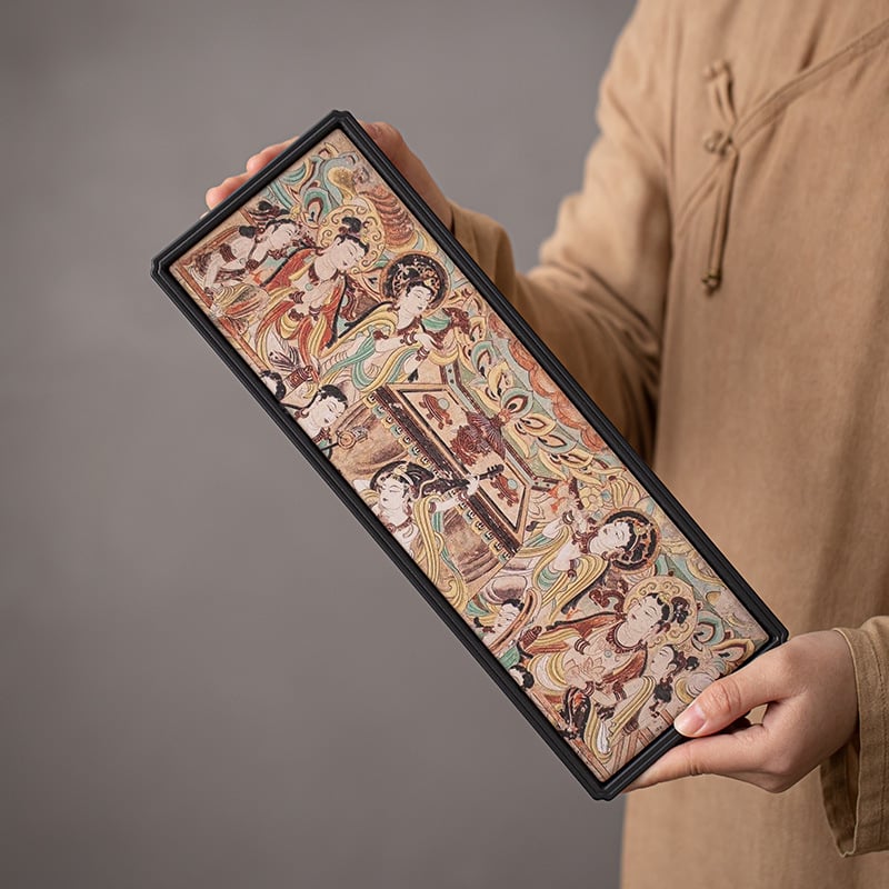 Tăviță de ceai în stil Dunhuang pentru Gongfu, compactă, lux pentru casă sau birou, cu absorbție de apă