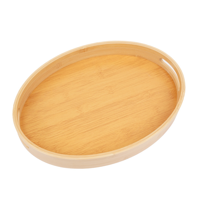 Tavă circulară pentru ceai din bambus, stil japonez, diametrul 18–18,9 cm, design modern minimalist, pentru servirea ceaiului și a cafelei, personalizabilă